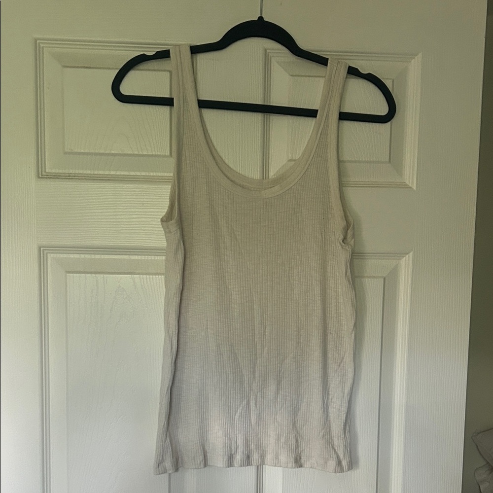 Aerie Cream Ribbed Tank Top